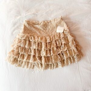 Altar’d State Natural Ruffle Lace Skirt Size Small